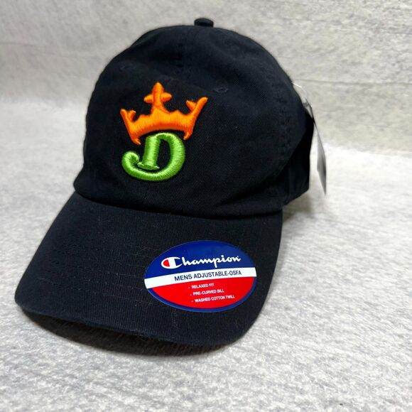 Draft Kings x Champion Black Adjustable Dad Hat Embroidered NEW - Picture 2 of 8